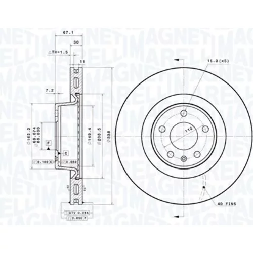 Brzdový kotúč MAGNETI MARELLI 360406221301