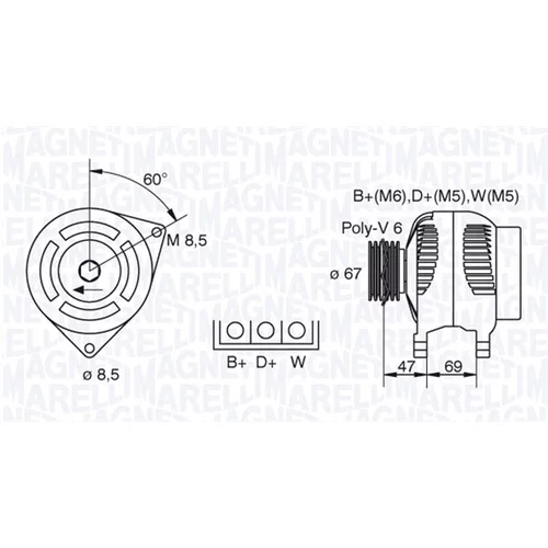 Alternátor MAGNETI MARELLI 063321347010