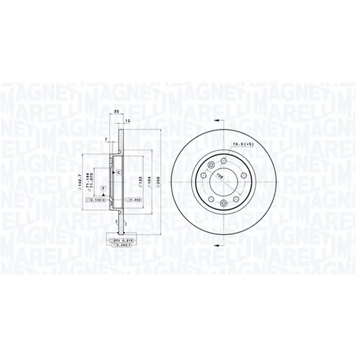 Brzdový kotúč MAGNETI MARELLI 360406139001