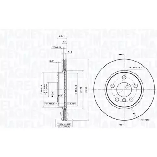 Brzdový kotúč MAGNETI MARELLI 360406180901