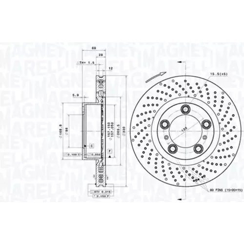 Brzdový kotúč MAGNETI MARELLI 360406194401