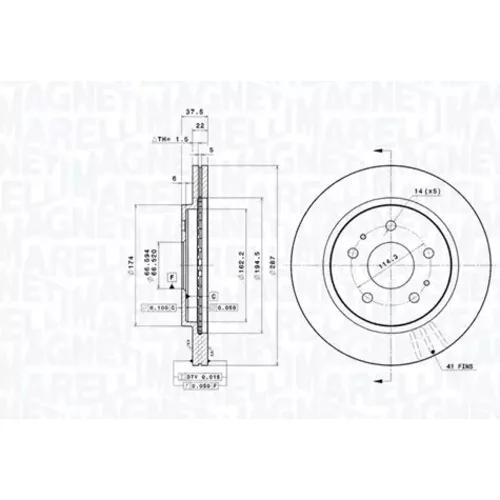 Brzdový kotúč MAGNETI MARELLI 360406198400
