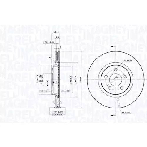 Brzdový kotúč MAGNETI MARELLI 360406205701