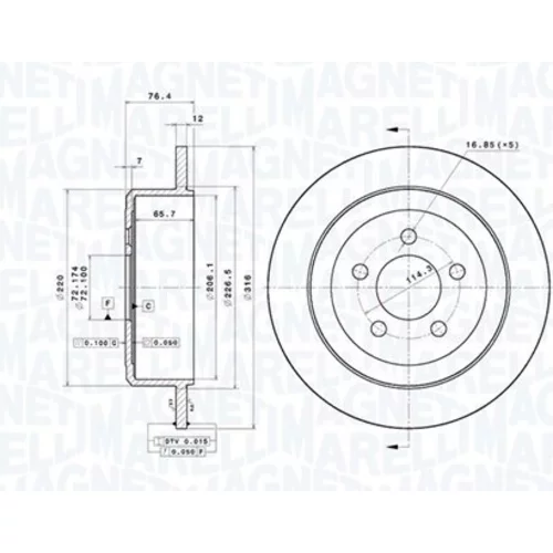 Brzdový kotúč MAGNETI MARELLI 360406216901