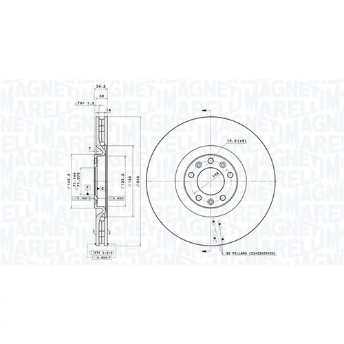 Brzdový kotúč MAGNETI MARELLI 360406117101