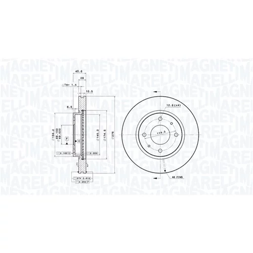 Brzdový kotúč MAGNETI MARELLI 360406126301