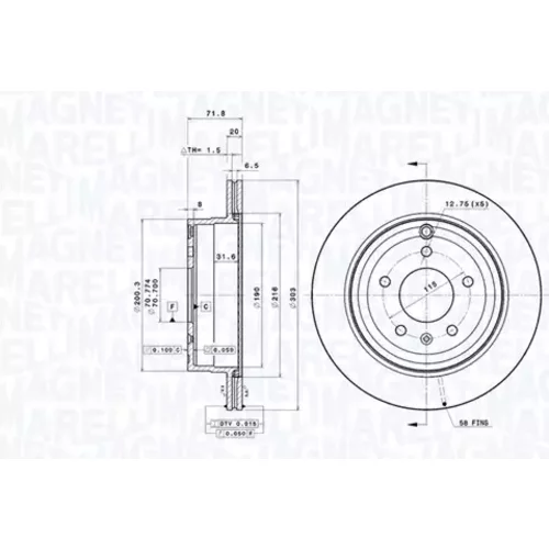 Brzdový kotúč MAGNETI MARELLI 360406188900