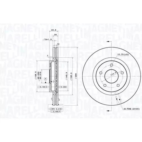 Brzdový kotúč MAGNETI MARELLI 360406192101