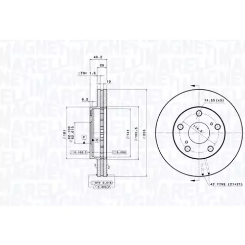 Brzdový kotúč MAGNETI MARELLI 360406206700