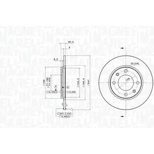 Brzdový kotúč MAGNETI MARELLI 360406208700