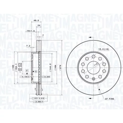 Brzdový kotúč MAGNETI MARELLI 360406211401