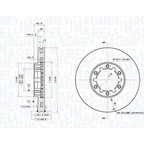 Brzdový kotúč MAGNETI MARELLI 360406212000