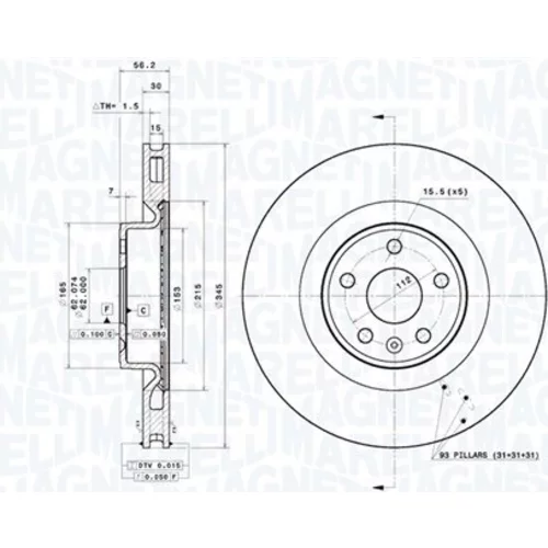 Brzdový kotúč MAGNETI MARELLI 360406215701