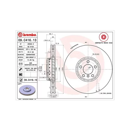Brzdový kotúč MAGNETI MARELLI 360406131904