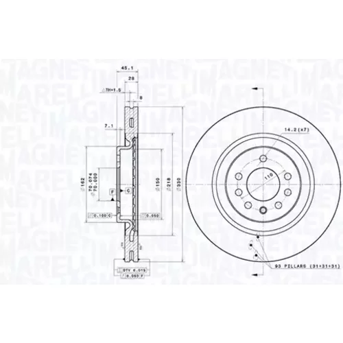 Brzdový kotúč MAGNETI MARELLI 360406165301