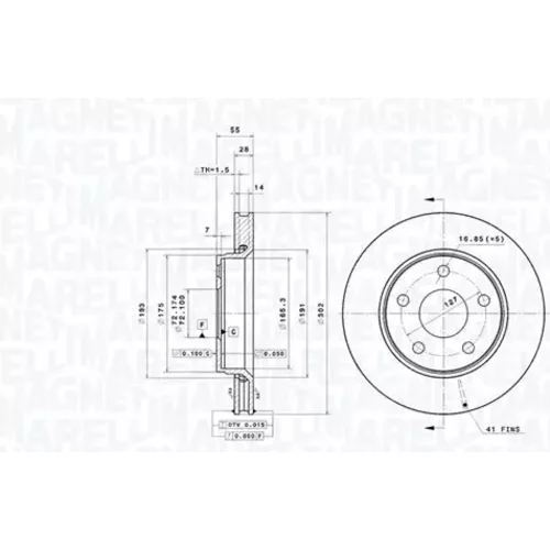 Brzdový kotúč MAGNETI MARELLI 360406170901