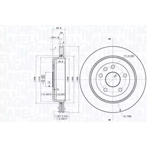 Brzdový kotúč MAGNETI MARELLI 360406185501
