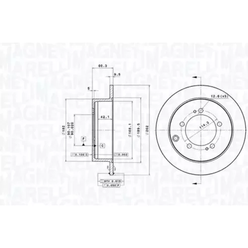 Brzdový kotúč MAGNETI MARELLI 360406196500