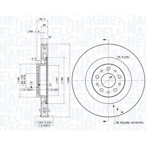 Brzdový kotúč MAGNETI MARELLI 360406211801
