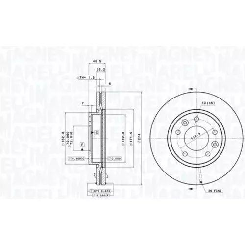 Brzdový kotúč MAGNETI MARELLI 360406198801