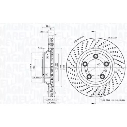 Brzdový kotúč MAGNETI MARELLI 360406201301