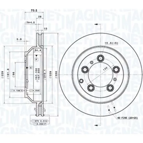 Brzdový kotúč MAGNETI MARELLI 360406220401