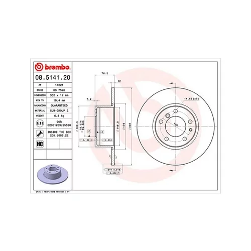 Brzdový kotúč 360406015500 (MAGNETI MARELLI)