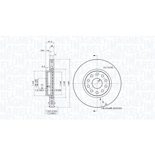 Brzdový kotúč MAGNETI MARELLI 360406029201