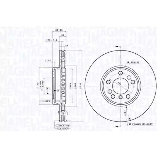 Brzdový kotúč MAGNETI MARELLI 360406184601