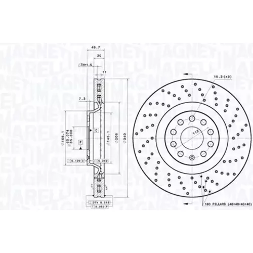 Brzdový kotúč MAGNETI MARELLI 360406185402