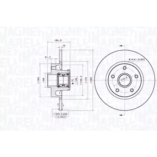 Brzdový kotúč MAGNETI MARELLI 360406193300