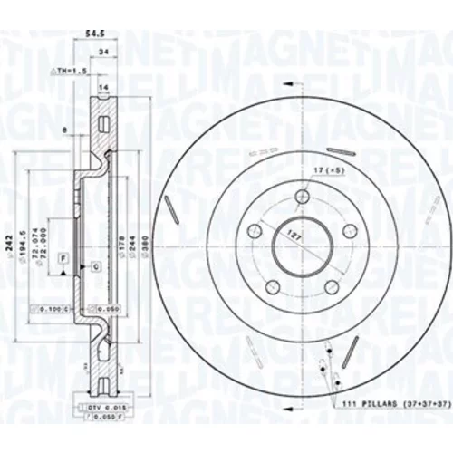 Brzdový kotúč MAGNETI MARELLI 360406220701