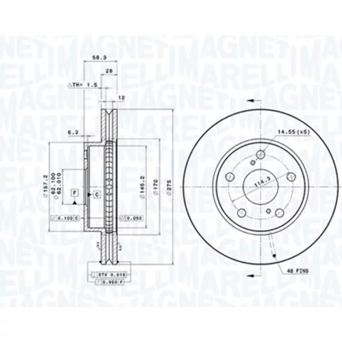 Brzdový kotúč MAGNETI MARELLI 360406221000