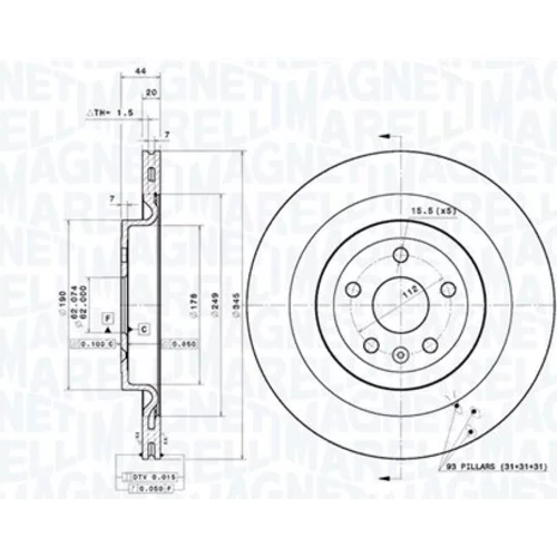 Brzdový kotúč MAGNETI MARELLI 360406215801