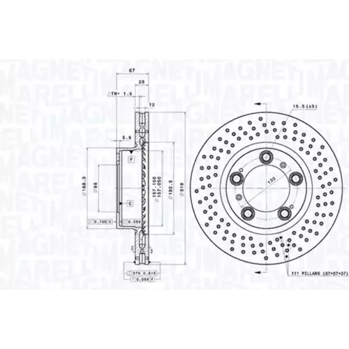 Brzdový kotúč MAGNETI MARELLI 360406182701