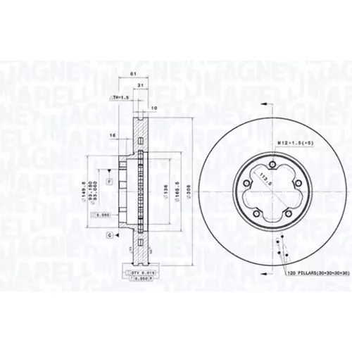 Brzdový kotúč MAGNETI MARELLI 360406183101