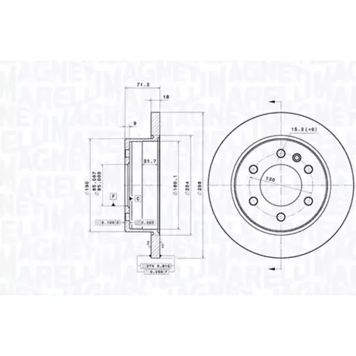 Brzdový kotúč MAGNETI MARELLI 360406185001
