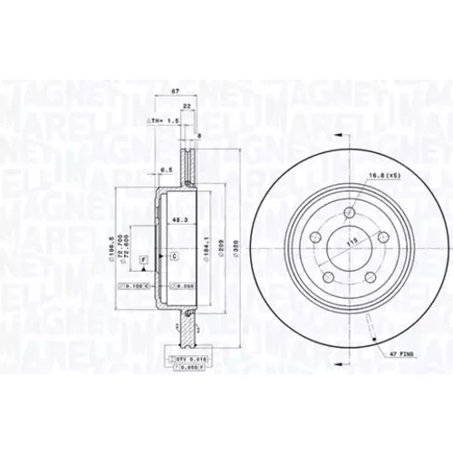Brzdový kotúč MAGNETI MARELLI 360406189801
