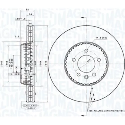 Brzdový kotúč MAGNETI MARELLI 360406216104