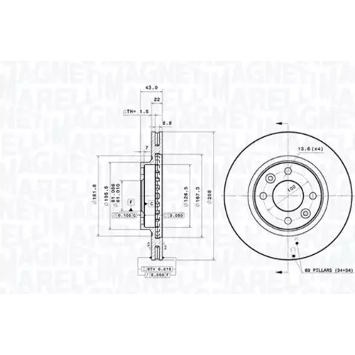Brzdový kotúč MAGNETI MARELLI 360406179901