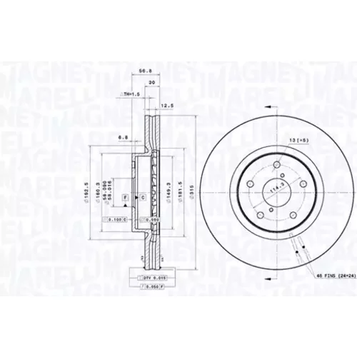 Brzdový kotúč MAGNETI MARELLI 360406186401