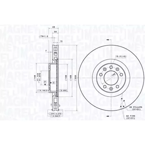 Brzdový kotúč MAGNETI MARELLI 360406191301