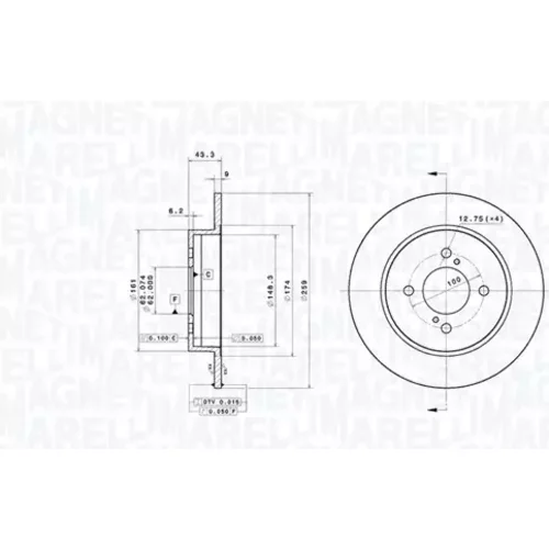 Brzdový kotúč MAGNETI MARELLI 360406207901