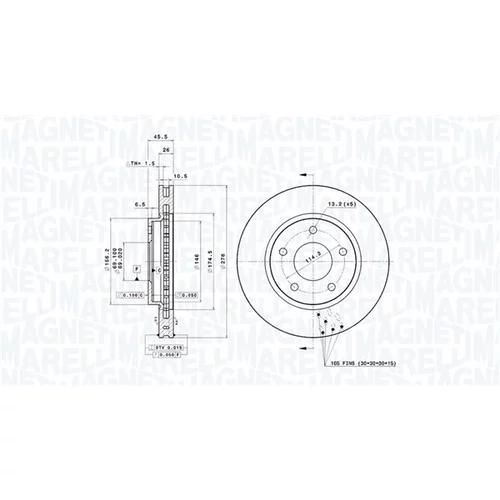 Brzdový kotúč MAGNETI MARELLI 360406132301