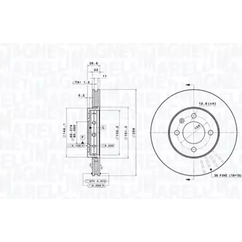 Brzdový kotúč MAGNETI MARELLI 360406180201