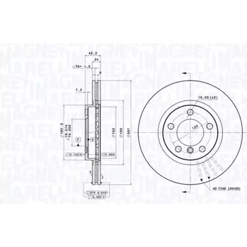 Brzdový kotúč MAGNETI MARELLI 360406188101
