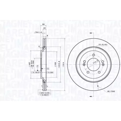 Brzdový kotúč MAGNETI MARELLI 360406197201