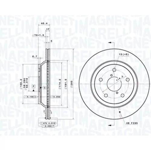 Brzdový kotúč MAGNETI MARELLI 360406215501