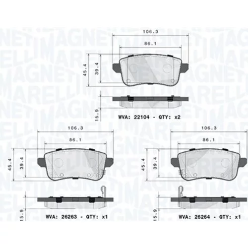Sada brzdových platničiek kotúčovej brzdy MAGNETI MARELLI 363700468074