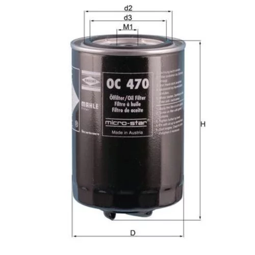Olejový filter OC 470 /MAHLE/ - obr. 2